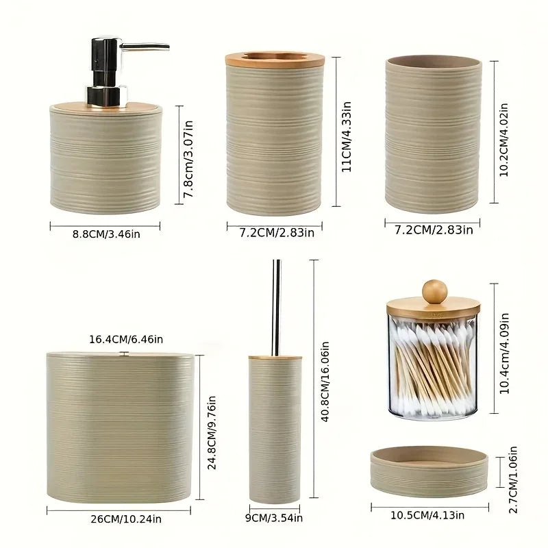 Bathroom Set - Bamboo 8pcs