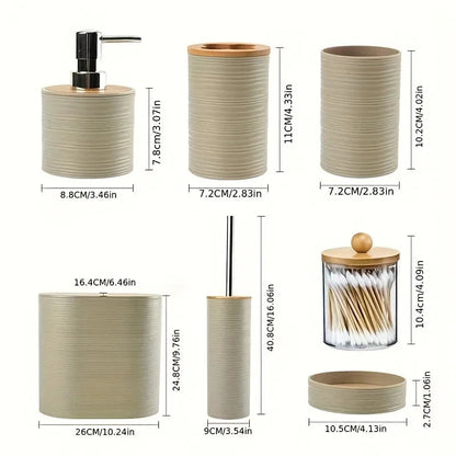 Bathroom Set - Bamboo 8pcs