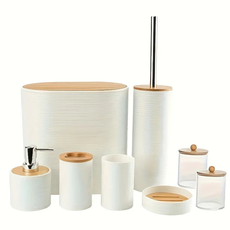 Bathroom Set - Bamboo 8pcs