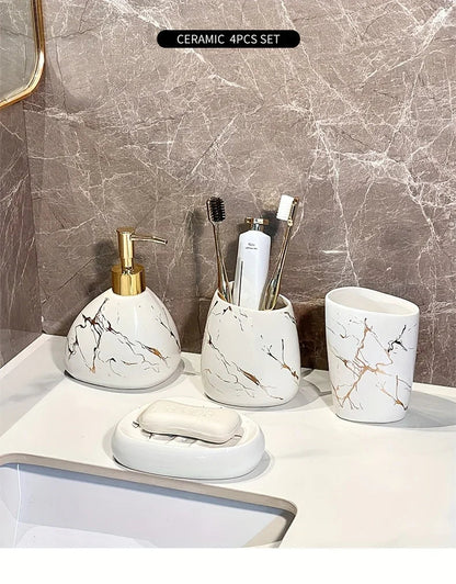 Bathroom Set - Luxury Ceramic 4-Piece