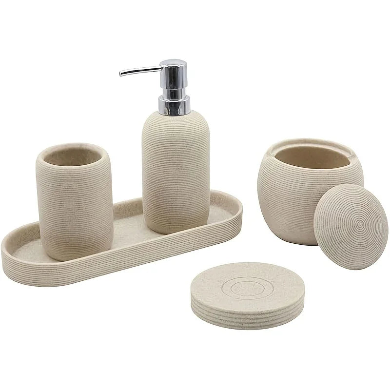 Bathroom Set - Natural Gray Stone 5pcs