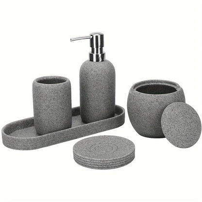Bathroom Set - Natural Gray Stone 5pcs