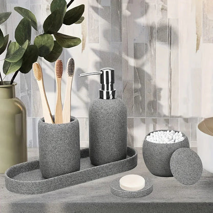 Bathroom Set - Natural Gray Stone 5pcs