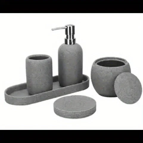 Bathroom Set - Natural Gray Stone 5pcs