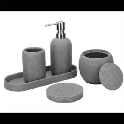 Bathroom Set - Natural Gray Stone 5pcs