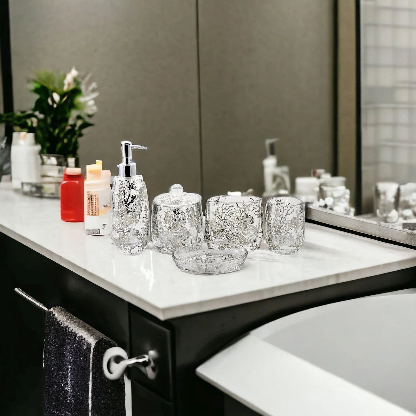 Bathroom Set of Glass in Antlers Design - PoshaBella