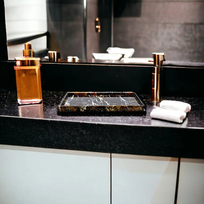 Bathroom Tray - Luxury Bathroom Vanity Tray of Michelangelo Marble - PoshaBella