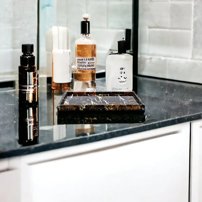 Bathroom Tray - Luxury Bathroom Vanity Tray of Michelangelo Marble - PoshaBella