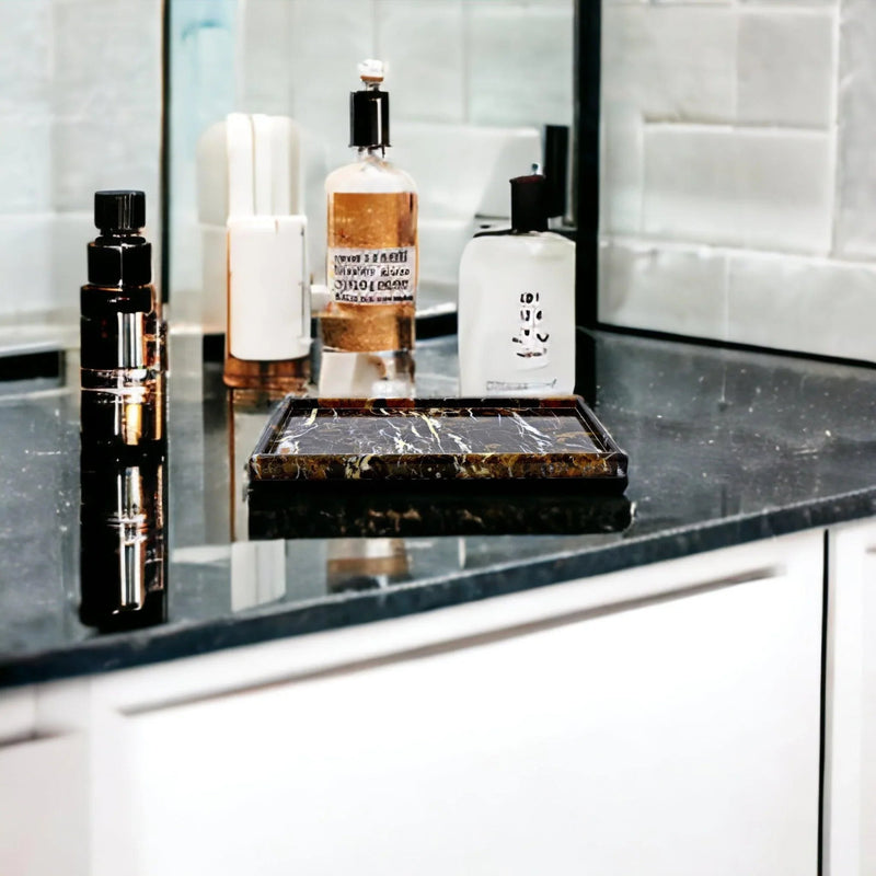 Bathroom Tray - Luxury Bathroom Vanity Tray of Michelangelo Marble