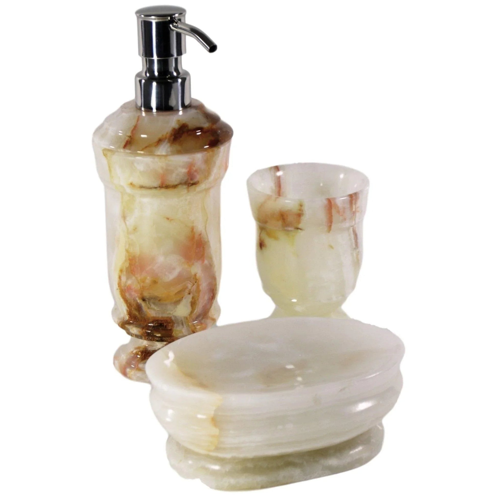 Bathroom Tumbler of White Onyx | Tasmanian Collection - PoshaBella