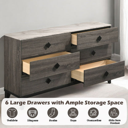 Avantika - Dresser - Faux Marble Top & Rustic Gray Oak