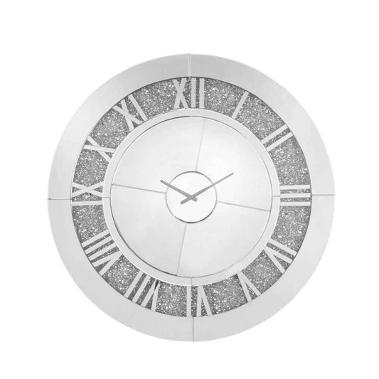 Noralie - 39" Wall Clock - Mirrored & Faux Diamonds