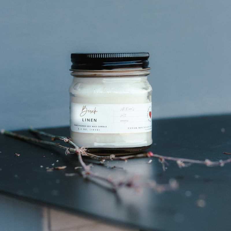 6.5 oz  Mason Jar Soy Candle - Beach Linen