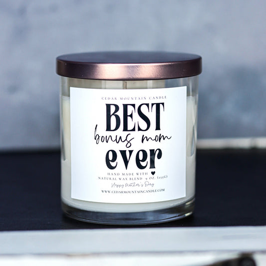 "Best Bonus Mom Ever" - Mother's Day Whiskey Glass Candle - PoshaBella