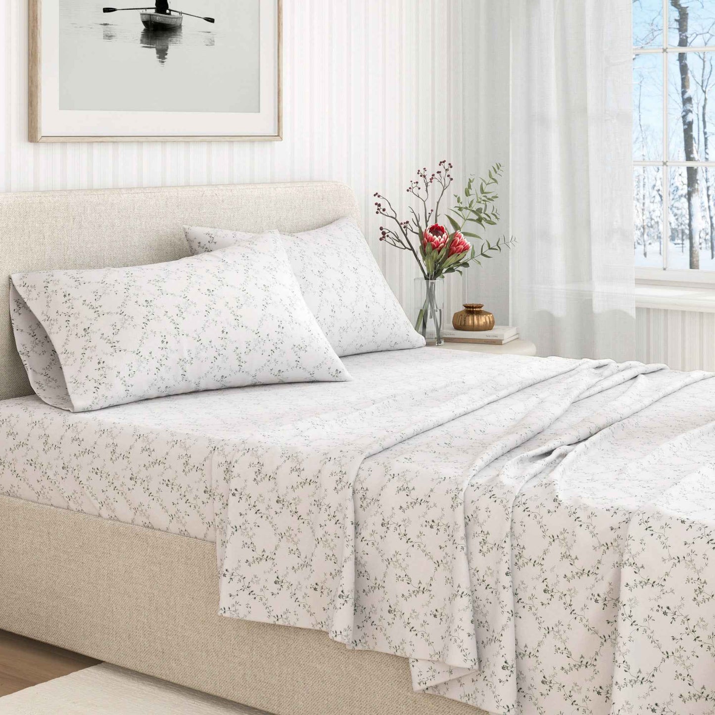 Turkish Cotton Flannel Sheet Set - Winter Floral Collection