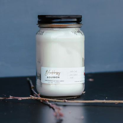 13 oz Mason Jar Soy Candle - Blackberry Bourbon - PoshaBella