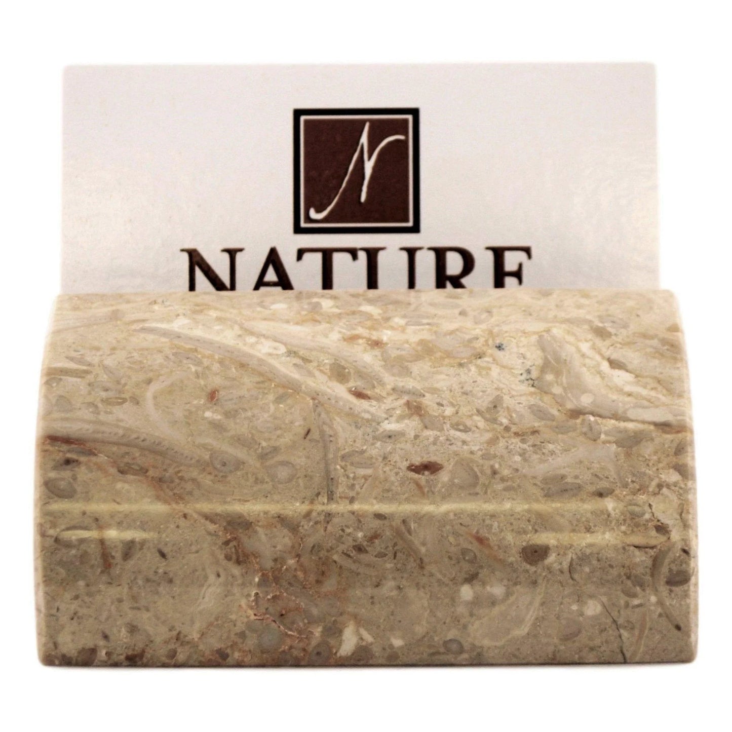 Business Card Stand of Beige Marble - PoshaBella