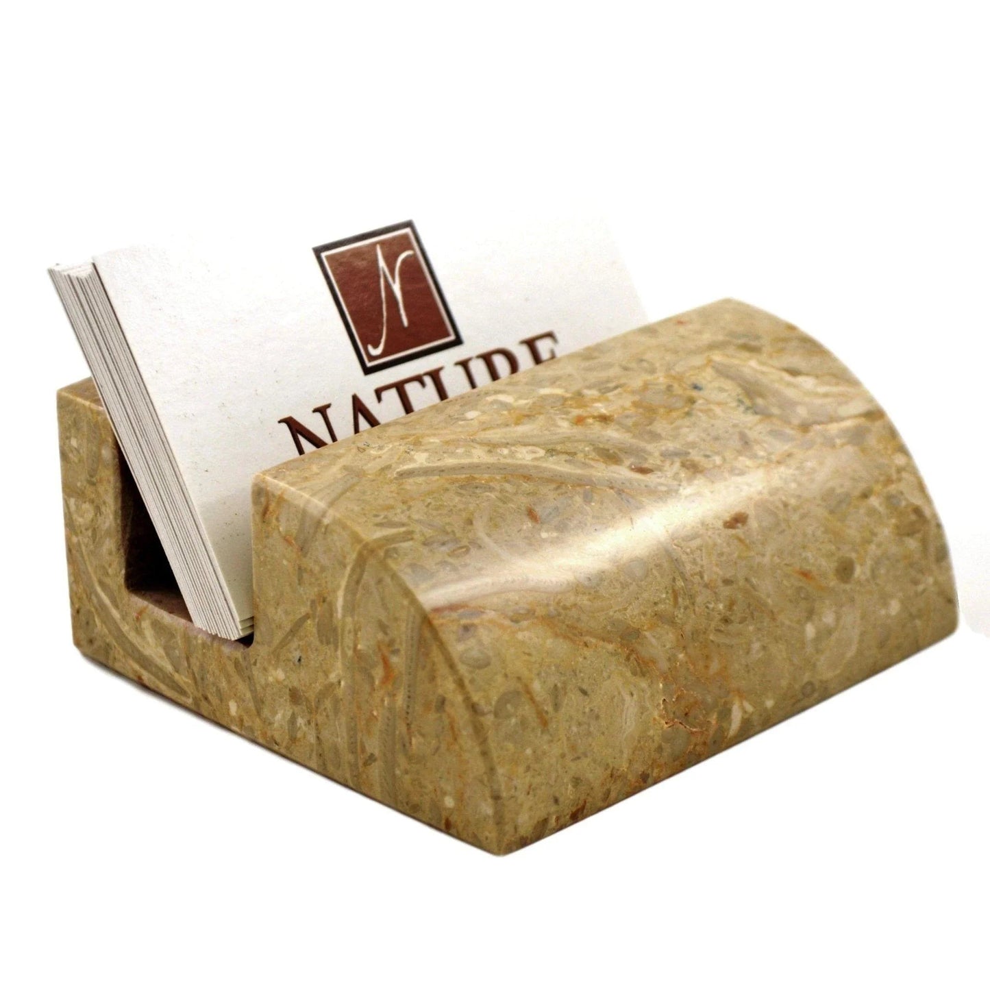 Business Card Stand of Beige Marble - PoshaBella