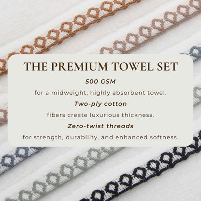 Cotton Border-Stitched 6-Piece Towel Set - Valery Collection