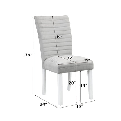 Elizaveta - Side Chair (Set of 2) - Gray Velvet &White High Gloss
