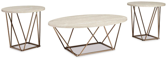 Tarica - Occasional Table Set (Set of 3) - White / Metallic