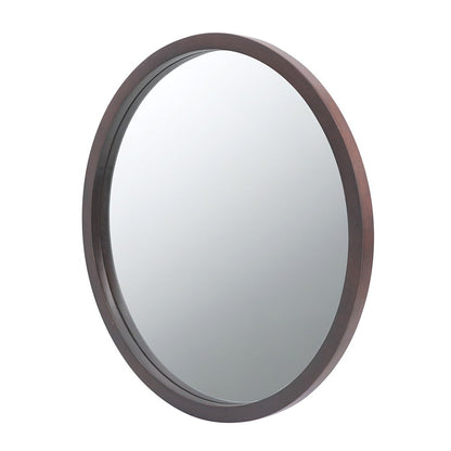 Circle Wall Mirror With Wooden Frame for Living Room