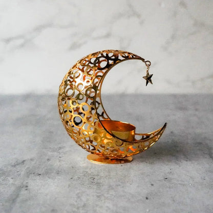 Candle Holder - Hollow Metal Moon