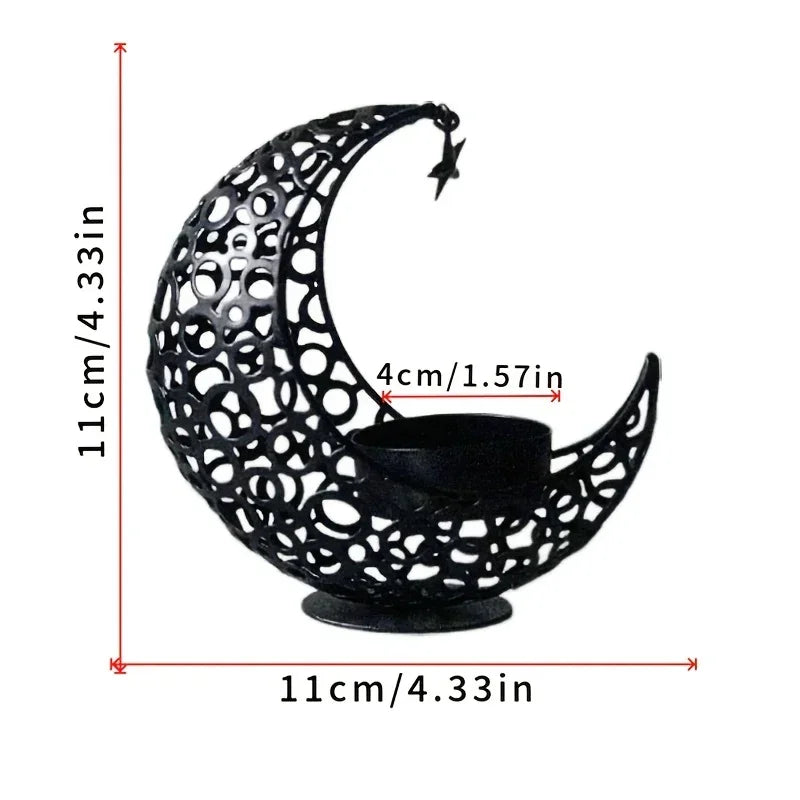 Candle Holder - Hollow Metal Moon