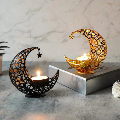 Candle Holder - Hollow Metal Moon