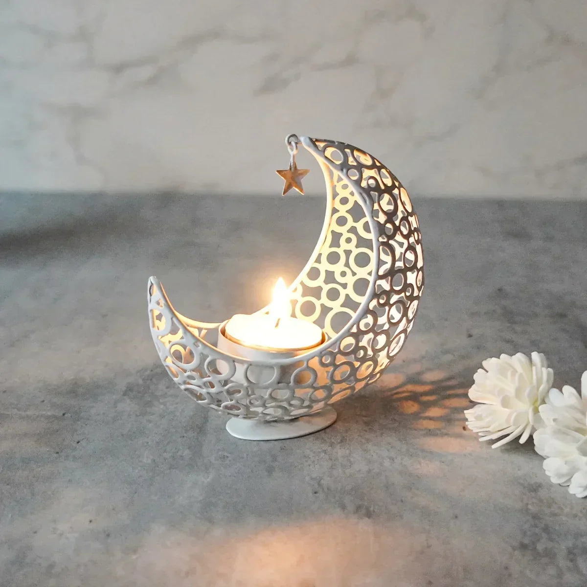 Candle Holder - Hollow Metal Moon