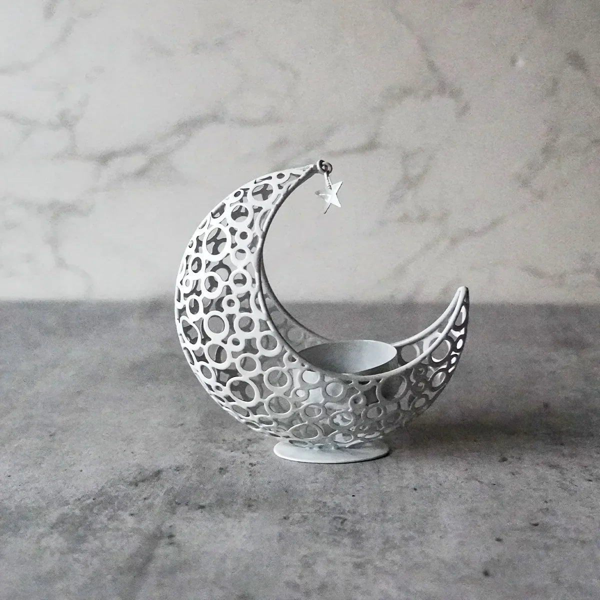 Candle Holder - Hollow Metal Moon