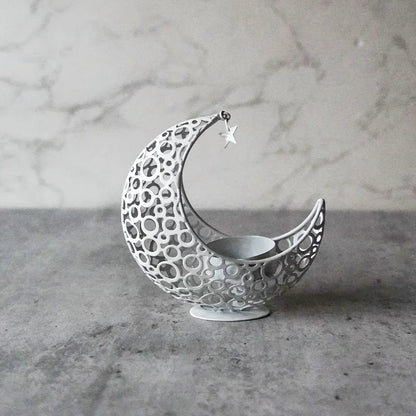Candle Holder - Hollow Metal Moon