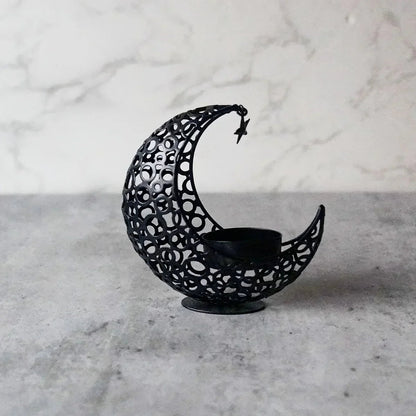 Candle Holder - Hollow Metal Moon