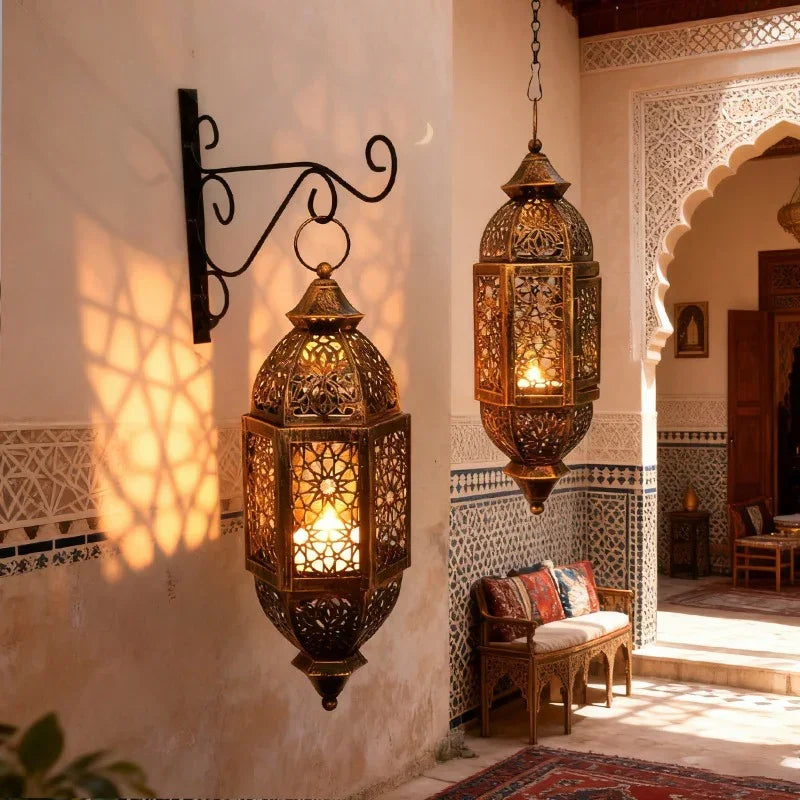 Candle Lantern - Hanging Cast Iron