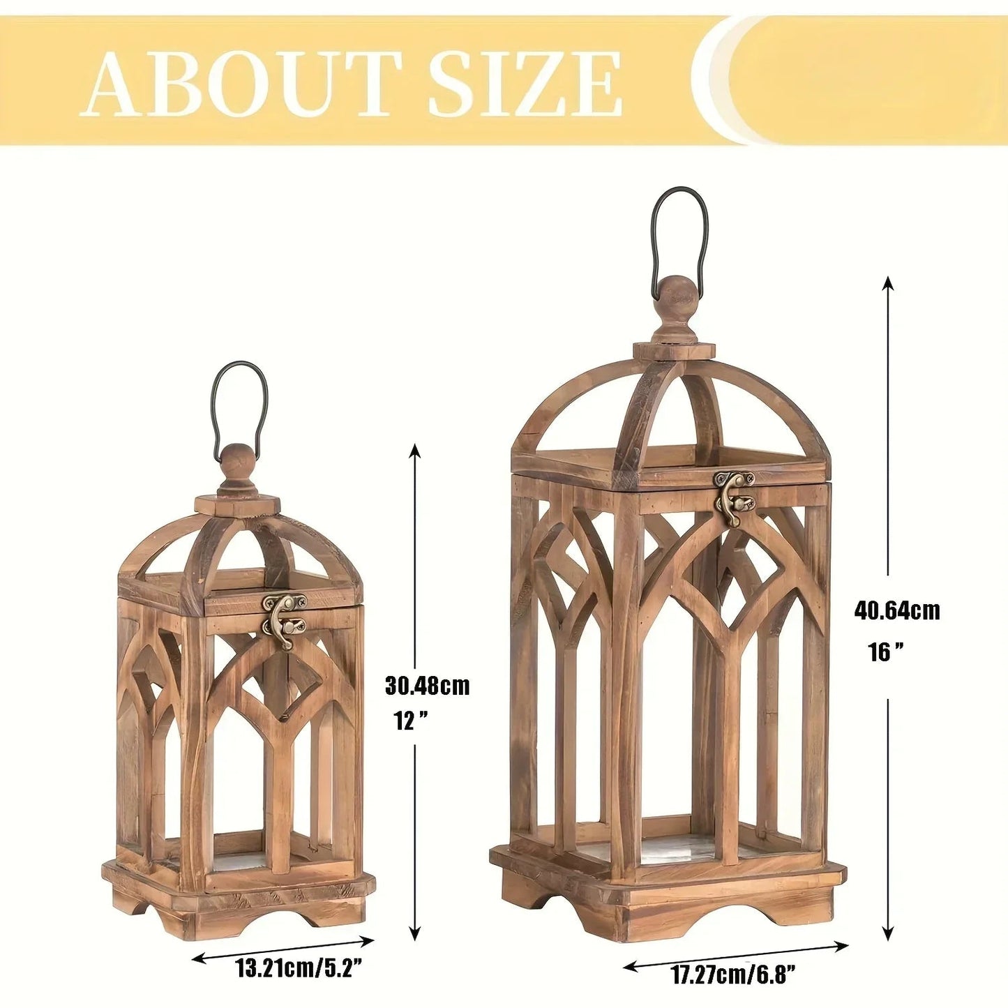 Candle Lantern - Rustic Wooden Set