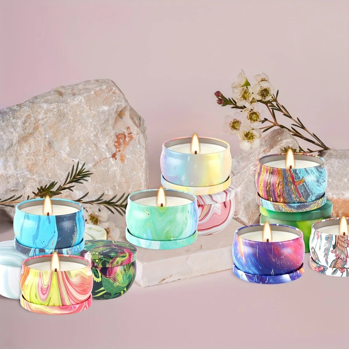 Candles - Smokeless Soy Wax Marble Scented