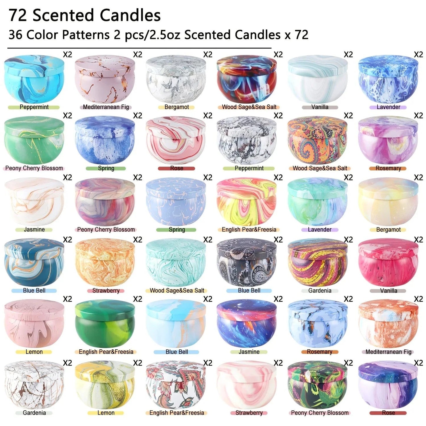Candles - Smokeless Soy Wax Marble Scented