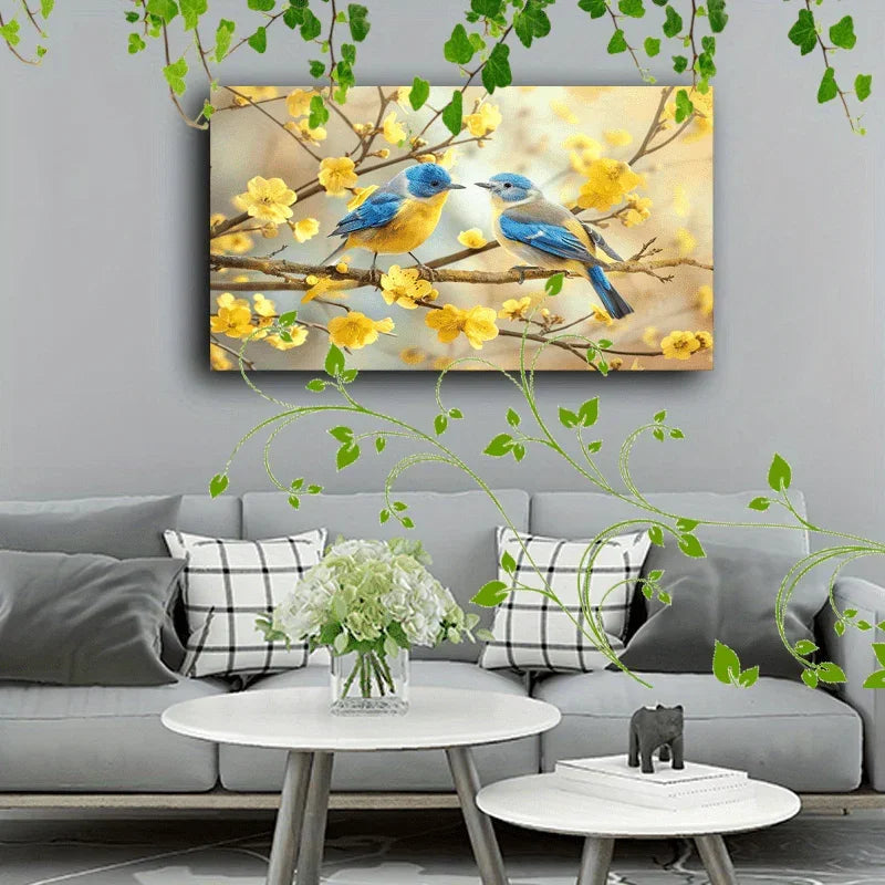 Canvas Painting - Decorative Wooden Two Birds