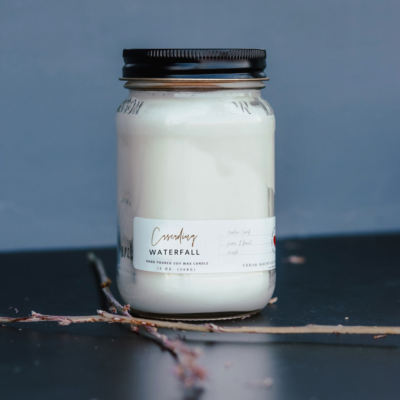 13 oz Mason Jar Soy Candle - Cascading Waterfall - PoshaBella