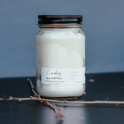 13 oz Mason Jar Soy Candle - Cascading Waterfall - PoshaBella