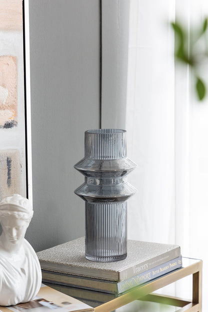 D5.9x11.8'H Fluted Accent Vases with Ribbed Design, Set of 2