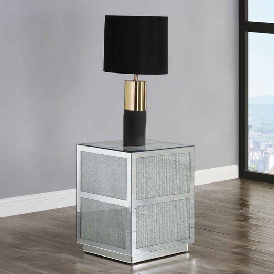 Noralie - 18" End Table With Faux Diamonds - Mirrored