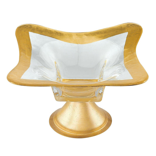 Centerpiece Bowl With Genuine Gold Leaf Design - PoshaBella