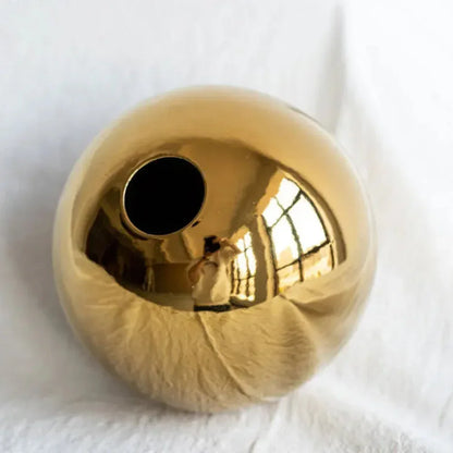 Ceramic Golden Ball Vase with Unique Rounded Design