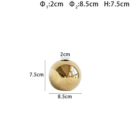 Ceramic Golden Ball Vase with Unique Rounded Design