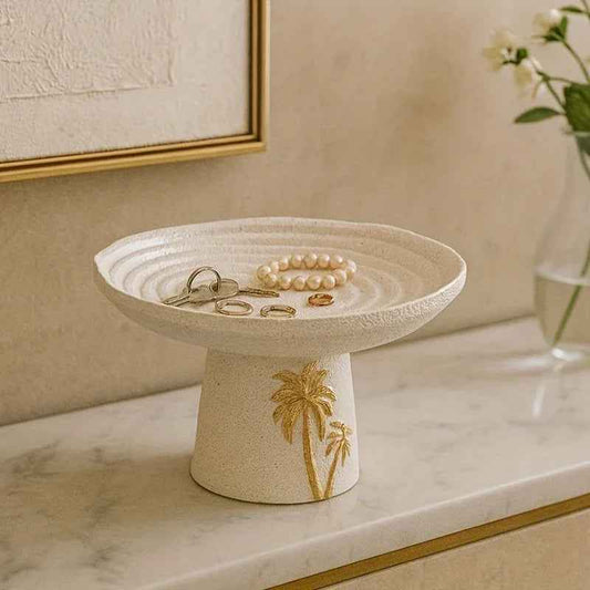 Ceramic Tray - Golden Palm Serving