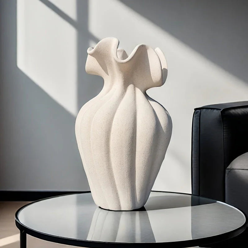 Ceramic Vase 20cm with Striped Skirt Element Design