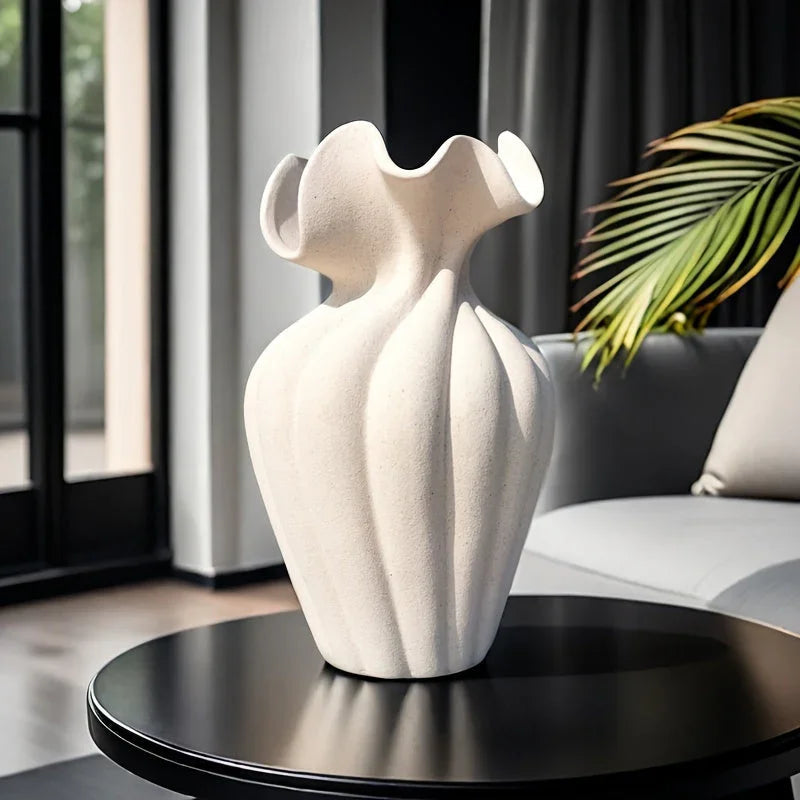 Ceramic Vase 20cm with Striped Skirt Element Design