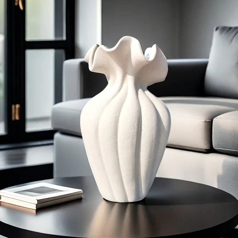 Ceramic Vase 20cm with Striped Skirt Element Design