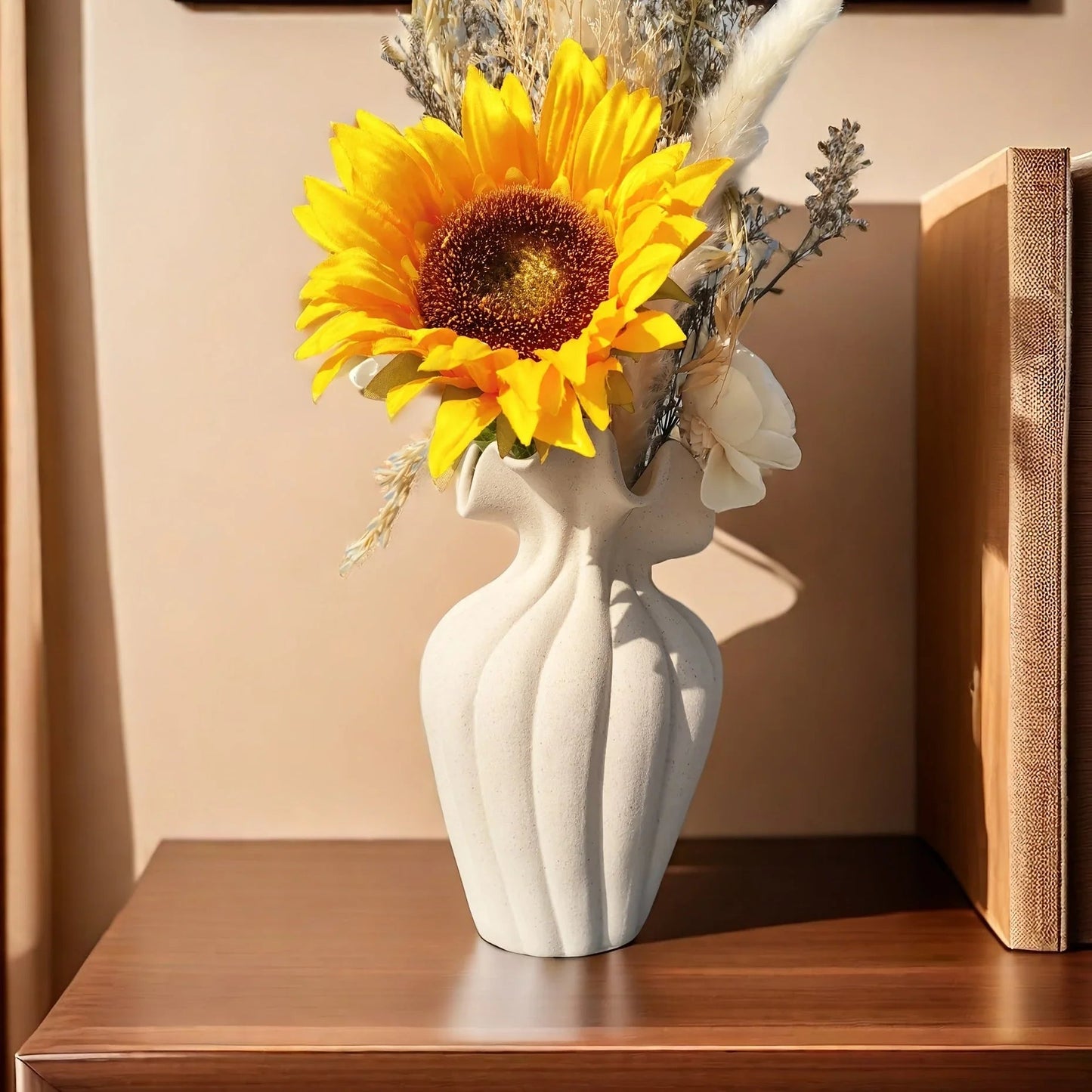 Ceramic Vase 20cm with Striped Skirt Element Design